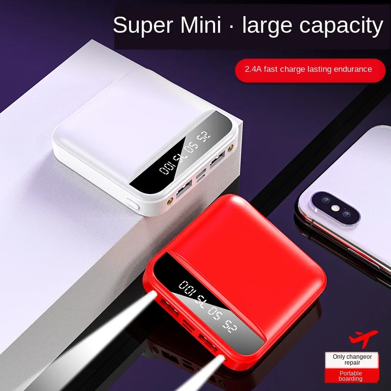 

Mini Power Bank 30000mAh 2020 New Large Capacity Portable LED Lighting LCD Digital Display Power Bank External Battery Pack