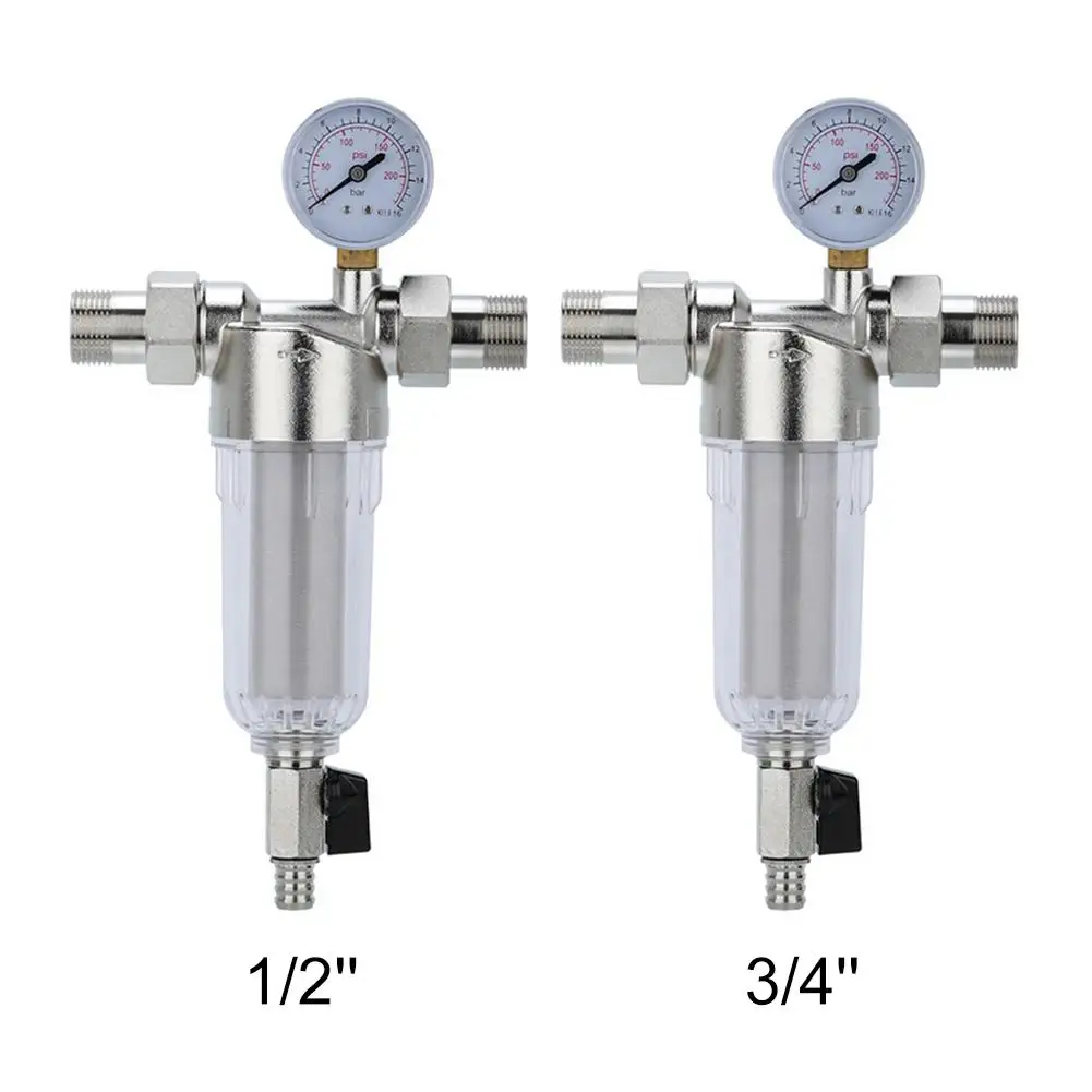 

Fit 1/2'' 3/4'' Pre-Filter Filtration Descaling Tap Water Well Pressure Gauge Water Purifier