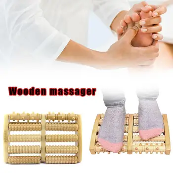 

1pc Wooden Dual Foot Massager Roller Deep Tissue Acupressure Plantar Foot Relief Fasciitis Pain Massager Heal Heel Spur R9W0