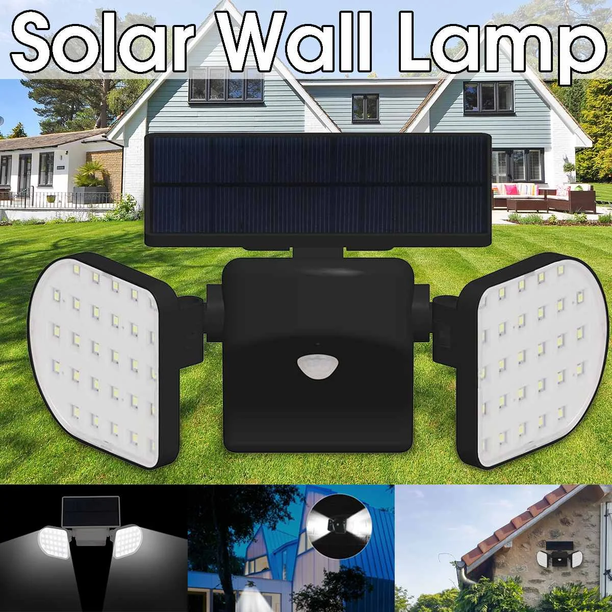 

360° Rotatable 56 LEDs Dual Panel 2200mAh IP65 Waterproof Solar Wall Light Outdoor Sensor Light Safety Outdoor Courtyard Garden