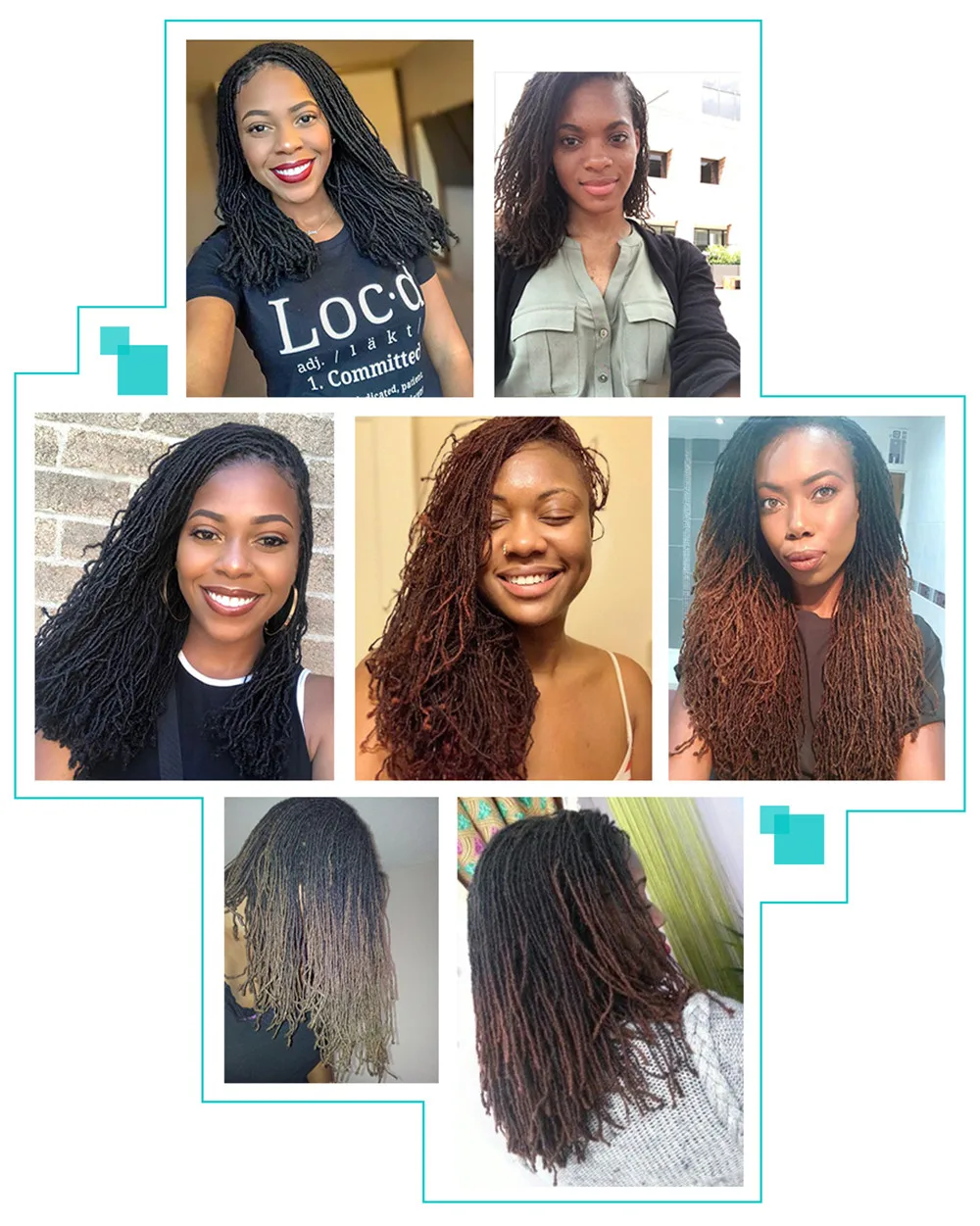 Sister Locks искусственные Локи накладные волосы крючком Омбре чистый цвет 18 дюймов