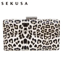 SEKUSA PU Модные леопардовые женские вечерние сумки маленькие свадебные вечерние сексуальные сумки бриллианты металлический клатч кошелек