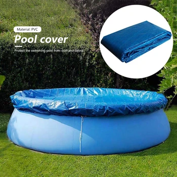 

Swimming Pool Dust Cover 183cm Round Portable PE Fabric Tarpaulin Garden Blue for Family Outdoor Swimming Accessory