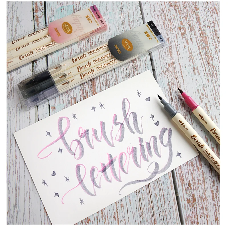 3pcs Retro color Twin Marker Pens Set Brush Drawing Fine Liner Water Based Ink Blendable Watercolor Art Painting School A6133 permanent marker pen,white marker pens,marker pens,color marker pens,permanent marker,permanent markers,pen marker,paint marker pen,markers pen,marker pen