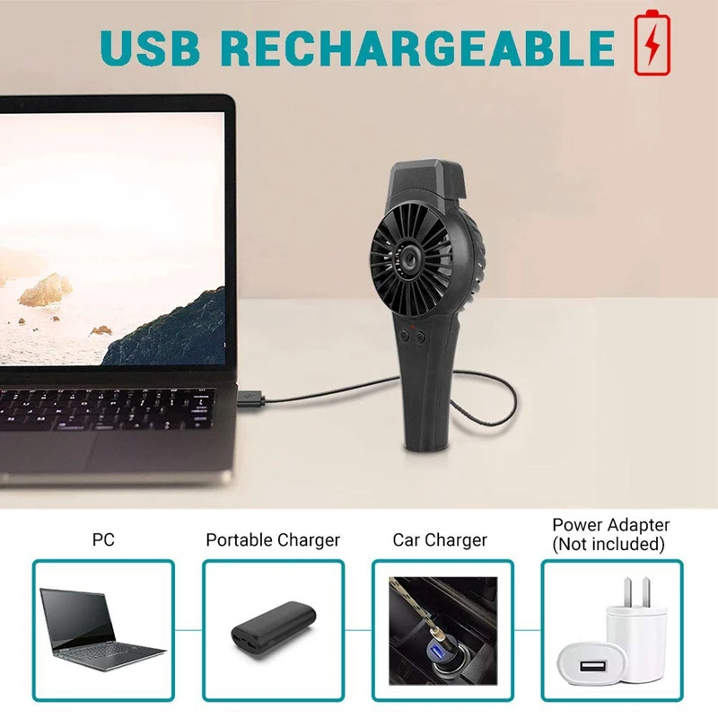 Портативный вентилятор, Портативный мини-вентилятор USB вентилятор, на случай запотевания стекол можно использовать ручной вентилятор Батарея, 3 уровня скорости ветра, Модернизированный 2200