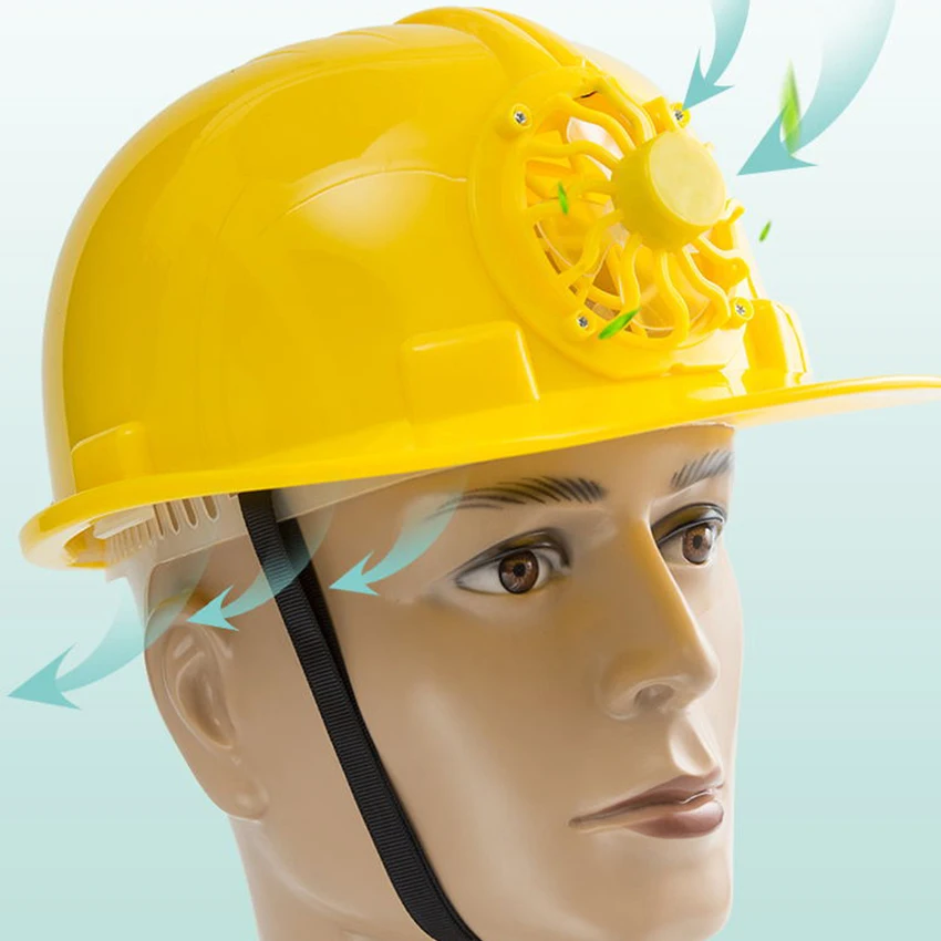 Safety Hard Hat with Solar Fan, Sun Protection Hat, Adjustable Waterproof Cap Style Vented Helmet for Work, Home Construction