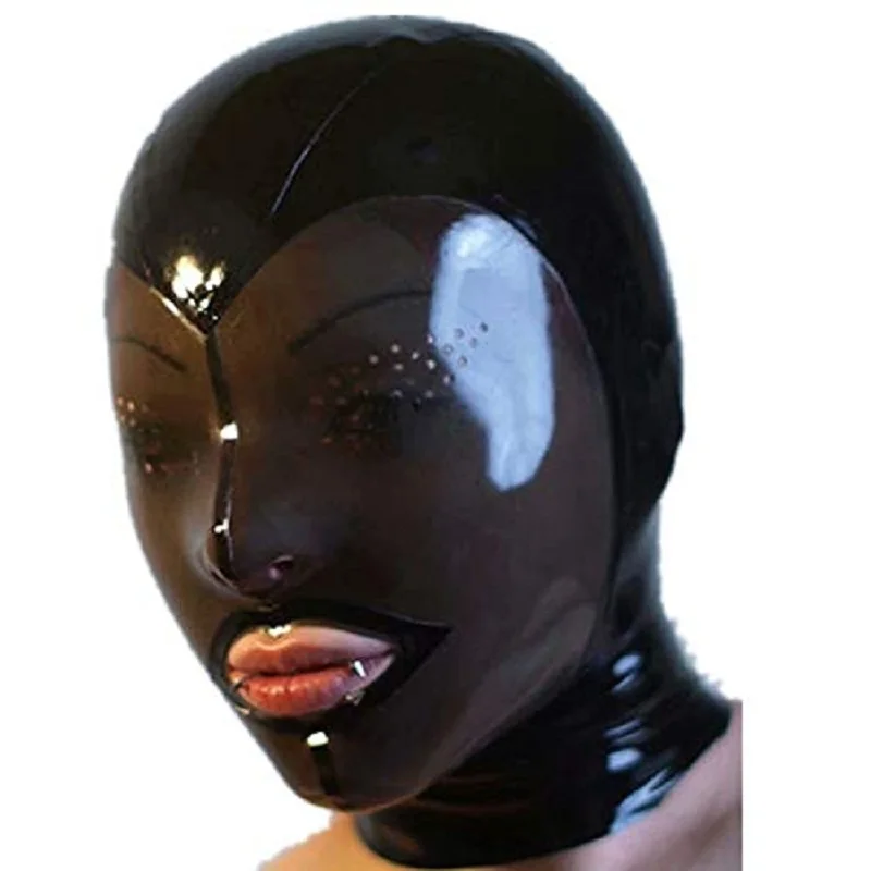 

Latex costumes hoods masks w black zipper net eyes cat ears piggy