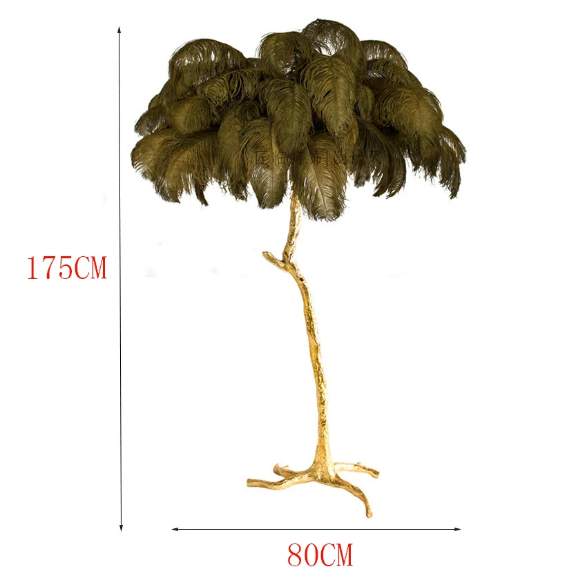 Скандинавские медные Страусиные перьевые напольные светильники Освещение волос торшеры спальни гостиной отель стоячие лампы светильники Светильник - Цвет абажура: J 175CM
