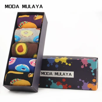 

5 pcs/lot Hot Sale Casual Men Socks New Socks 2020 Fashion Food Donut Fruit Colorful happy Business Party Dress Cotton Socks Man