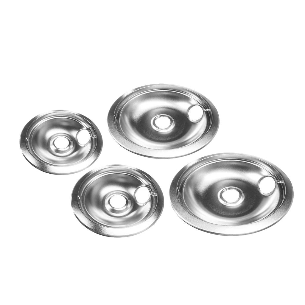 Set of 4 Replacement Drip Pans Bowl Set - 2 Large 8inch and 2 Small 6inch Drip Bowl Pans