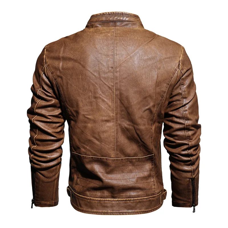 Новинка, мужские кожаные куртки, мотоциклетная куртка из искусственной кожи, мужские осенние повседневные кожаные пальто, приталенная Мужская брендовая одежда