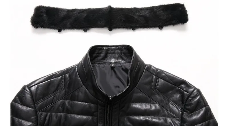 Зимняя куртка из натуральной кожи размера плюс 5XL, мужская мода, воротник из меха норки, овчина, настоящий кожаный пуховик, Мужская Толстая теплая одежда