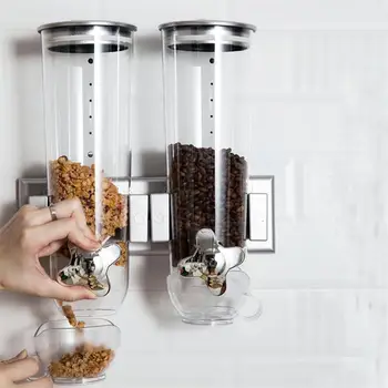 

Wall MountedMultifunctional Dry Food Cereal Dispenser Organizer Container Larder Home Kitchen Machine Grains Kitchen Supplies