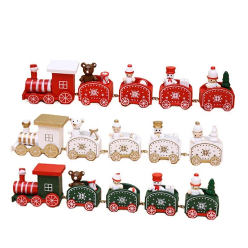 

Christmas Train Ornament Painted Wood Christmas Decoration with Santa/bear Xmas ornament new year Gift