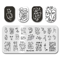 For Nail Stamp MouTeen045 Face Line Art Full Cover Nail Stamping Plates Manicure Set For Nail Art Stamper 1
