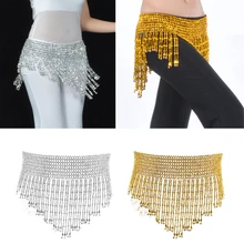 Танца живота треугольная Талия цепь бедра Диаманте бубенчики шарф танцевальный пояс танцевальная одежда