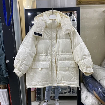 

2020 New Style for Winter Jacket Women Long Loose Fashion Waist Hugging Bright