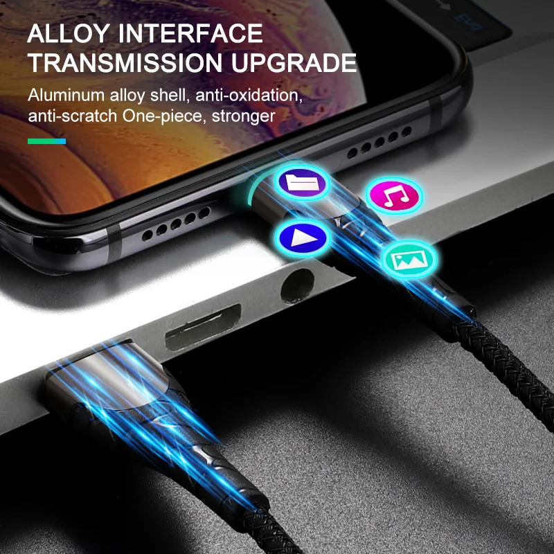 ANKNDO Micro usb type C 3A кабель для быстрой зарядки светодиодный шнур для зарядки мобильного телефона для samsung sony Xiaomi huawei USB-C шнур