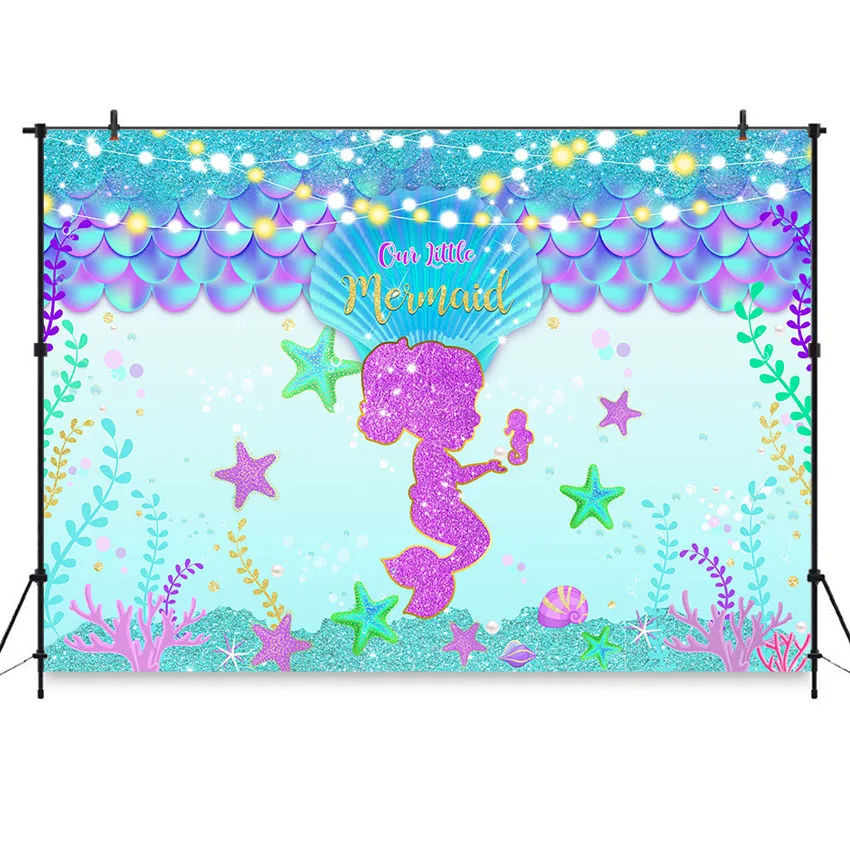 Meerjungfrau Hintergrund Glitter Rosa Lila Blau Dekoration