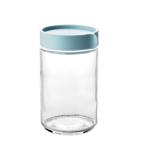 600ML-blue Стеклянные герметичные банки, крупы, герметичные банки для хранения свежести, банки для сухого молока, контейнер для крупы LL10281614 - Цвет: 600ML-blue