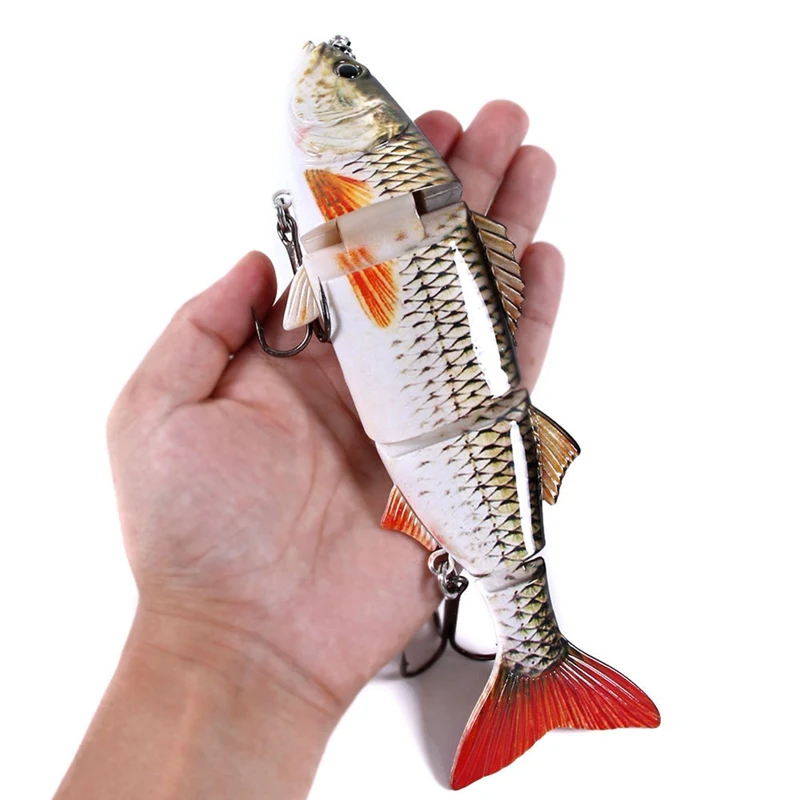 

0 Artificial Bait False Fish Shape Lifelike Multi Joint Lure With 2 Treble Fishhook Outdoor Fishing Tool