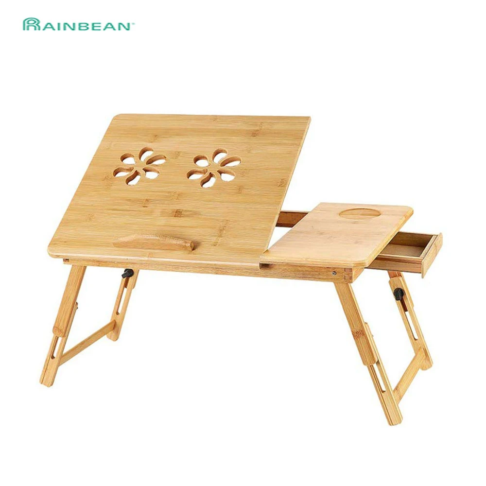 Bamboo Laptop Desk Adjustable Breakfast Tray With Drawer Portable Foldable Bed Serving Tray Table Holder For Eating Working Laptop Desks Aliexpress