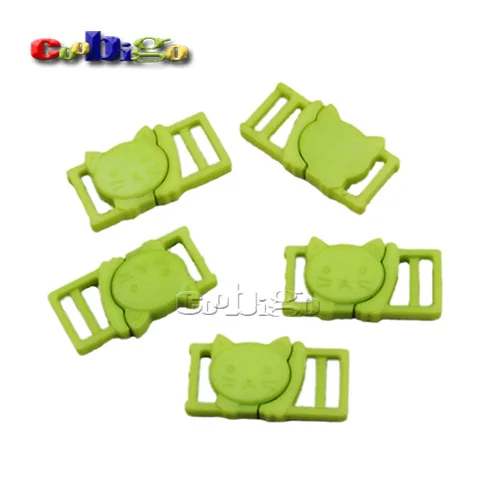 NeonGreen 10 шт цветные пластиковые 3/" Кошачьи головы безопасные отрывающиеся пряжки для нижнего белья Домашние животные воротник и сумка тесьма аксессуар для одежды сделай сам - Цвет: NeonGreen