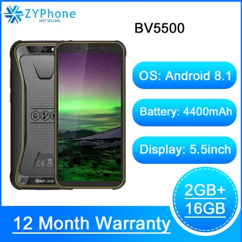 

Blackview Original BV5500 5.5" IP68 Waterproof Rugged Mobile Phone 2GB 16GB Android 8.1 Dual SIM 4400mAh 18:9 Outdoor Smartphone