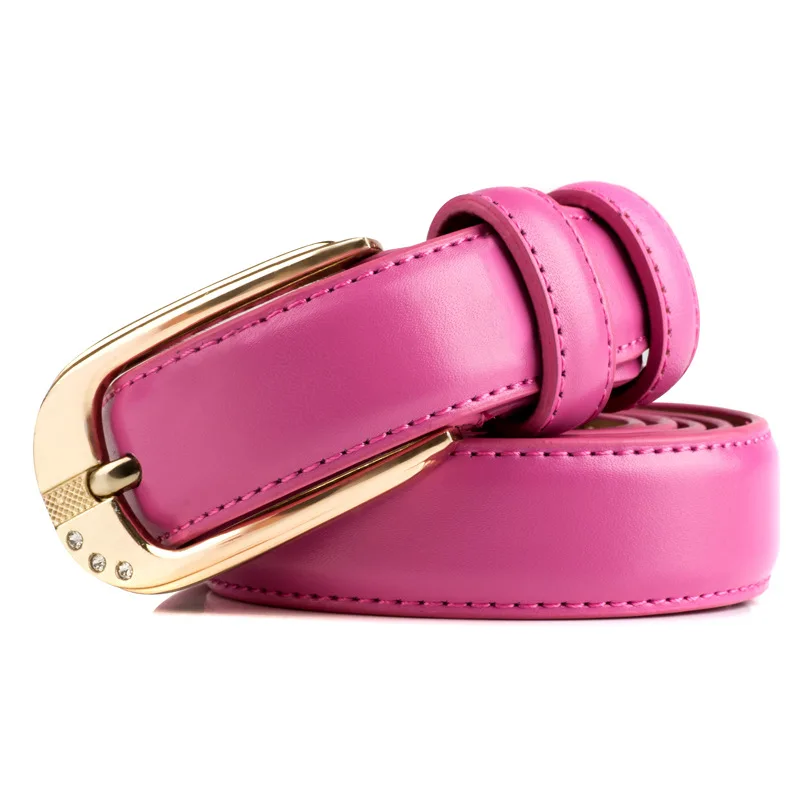 

High-quality Leather Belt Fashion Alloy Pin Buckle Thin Section Cowhide Belt Lady Candy-color Waist Strap With Jeans