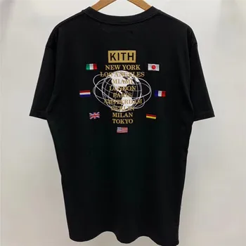 

Black Blue Kith World Fair Love Thy City T shirt Men women 1:1 Tee Embroidery Flag KITH T-shirt