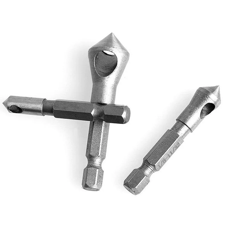 3Pcs/Set HSS Countersink Deburring Drill Bit Metal Taper Hole Saw Cutter Chamfering Power Drills Hand Tool Bits Cutting