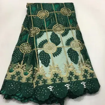 

New French Nigerian stones net lace,African Embroidery tulle mesh Stone lace fabric high quality for wedding dress 5yards/lotE10