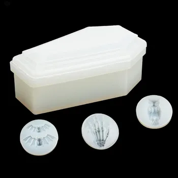 

Epoxy Resin Silicone Molds Coffin Box Mould Trinket Bat Owl Skull Hands Shape Keychain Candle Clay DIY Crafts Making Tools Set