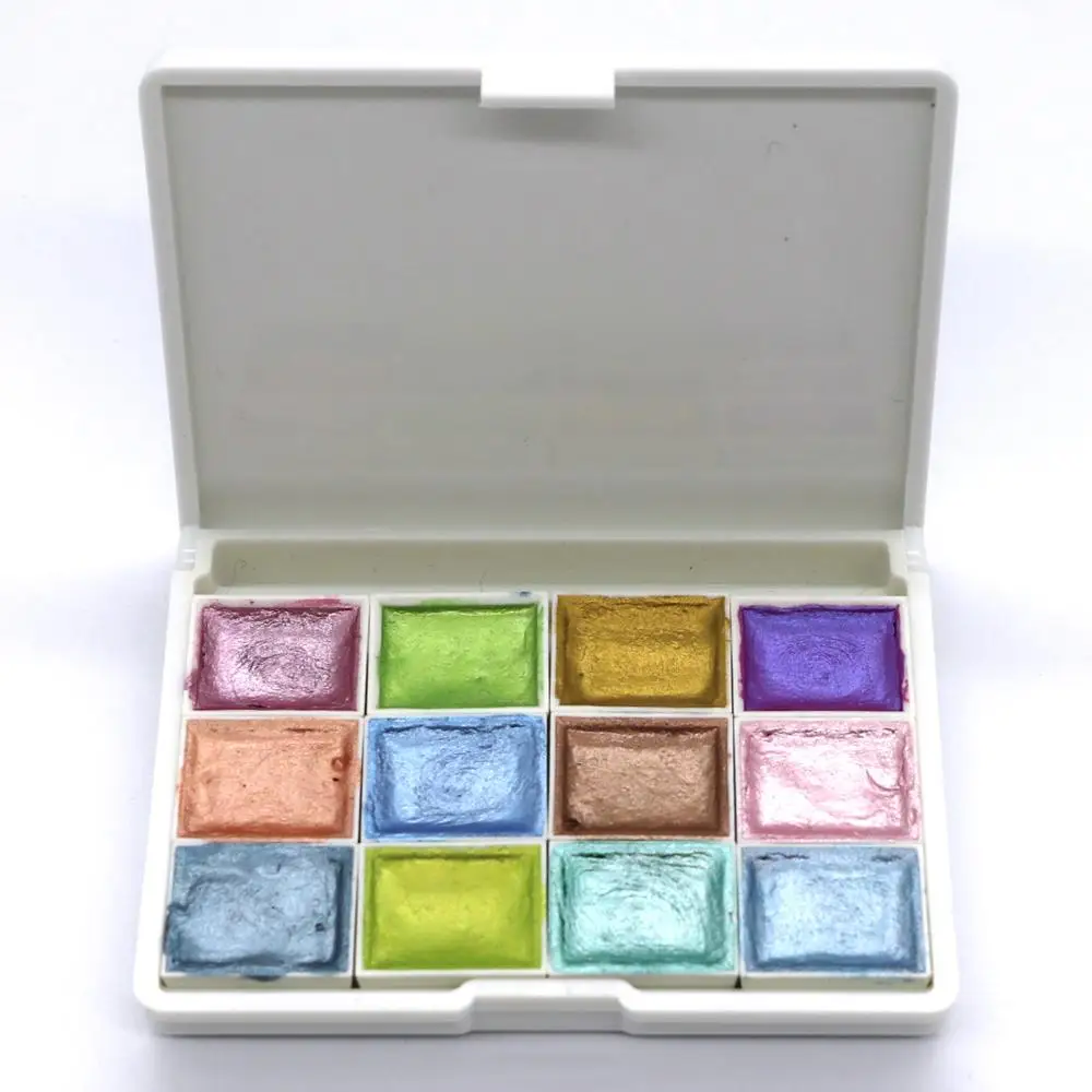 SeamiArt 24Color Glitter Metallic Watercolor Paint Gift Box Set Artist