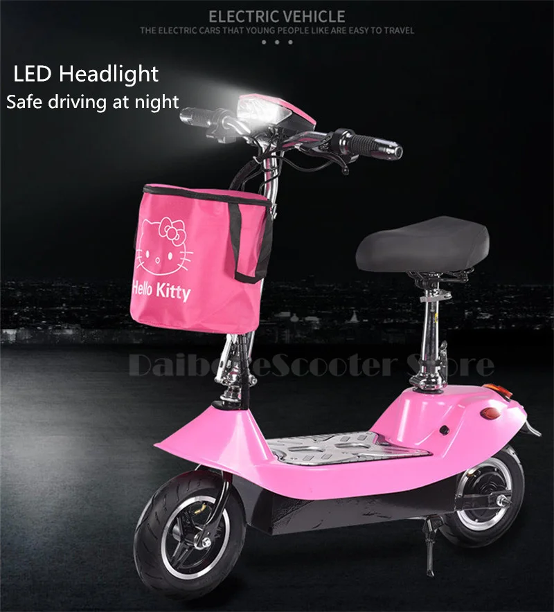 Daibot Electric Scooter 36V Two Wheel Electric Scooters 10 inch 350W Seat Portable Pink Folding Electric Bike For GirlWomen     (6)
