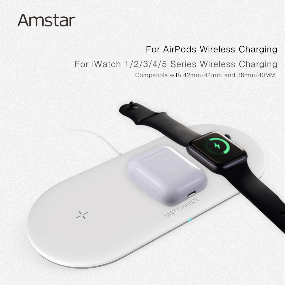 Amstar 3 в 1 Беспроводное зарядное устройство для Airpods Apple Watch 5 4 3 2 1 iWatch 10 Вт быстрая Беспроводная зарядная площадка для iPhone 11 Pro XS X 8