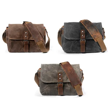 

Retro Waterproof Camera Bag Photography Packages Dslr Shoulder Sling Case for Sony Nikon Canon Canvas Mini Single Messenger Men