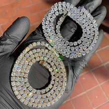 Collier en argent Sterling 925 pour hommes et femmes, chaîne de Tennis en Zircon de 3 à 4mm, bijoux hip hop plaqué or 18 carats 