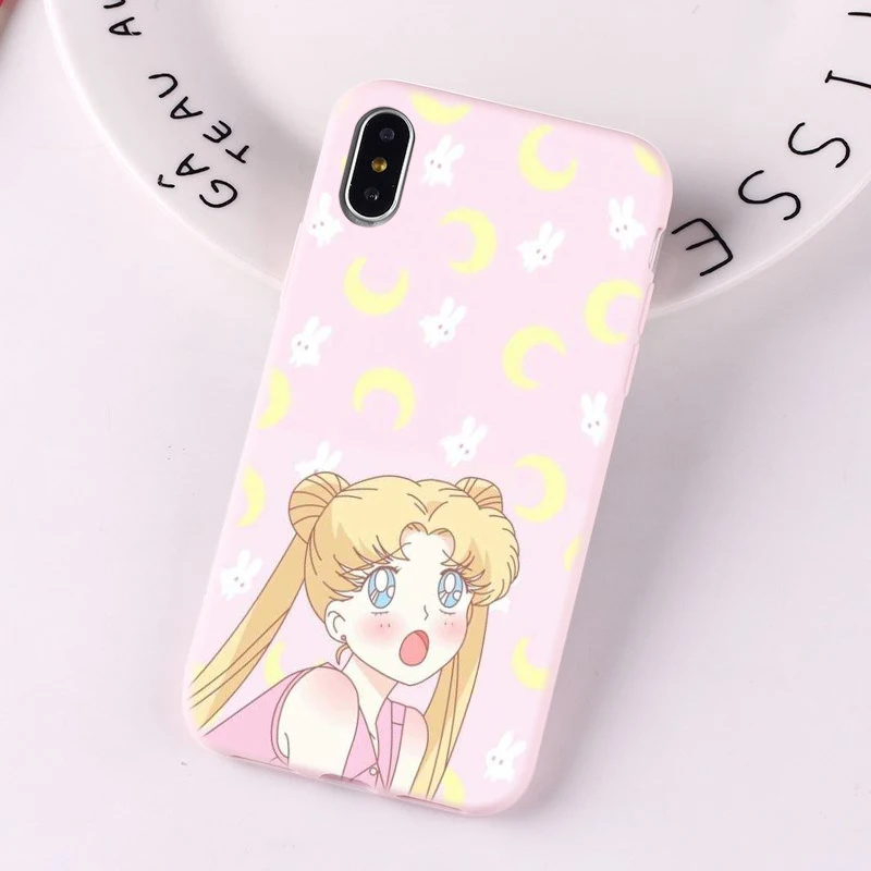 Для iphone 8 ярко-розовый Манга милый японский аниме мультфильм Kawaii Япония Девушка чехол для телефона с рисунком на тему любви для iphone 7 6 plus 6s X XS XR крышка