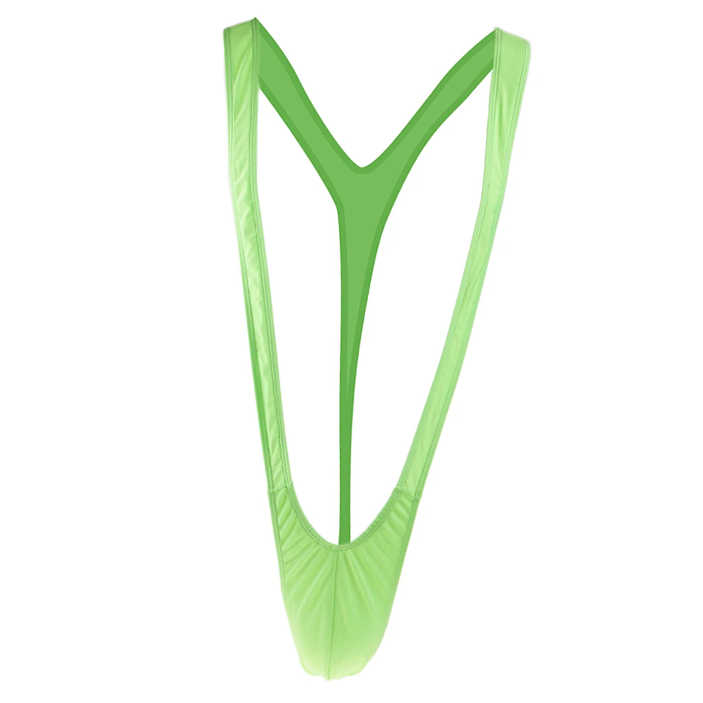 Men Sexy Fluorescent Green Mankini Thong Underwear Swimwear Borat Bikini