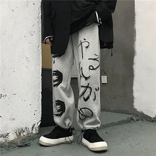 light grey pants Woherb, корейские винтажные свободные прямые штаны с принтом, женские повседневные спортивные штаны с завязками, Harajuku BF, уличная одежда, 91448 - Цвет: light grey pants