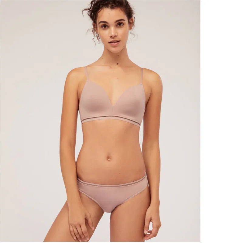 SP& CITY Basics, спортивный бесшовный комплект нижнего белья, простой женский хлопковый удобный комплект нижнего белья с бюстгальтером и трусиками, однотонные женские трусы без косточек