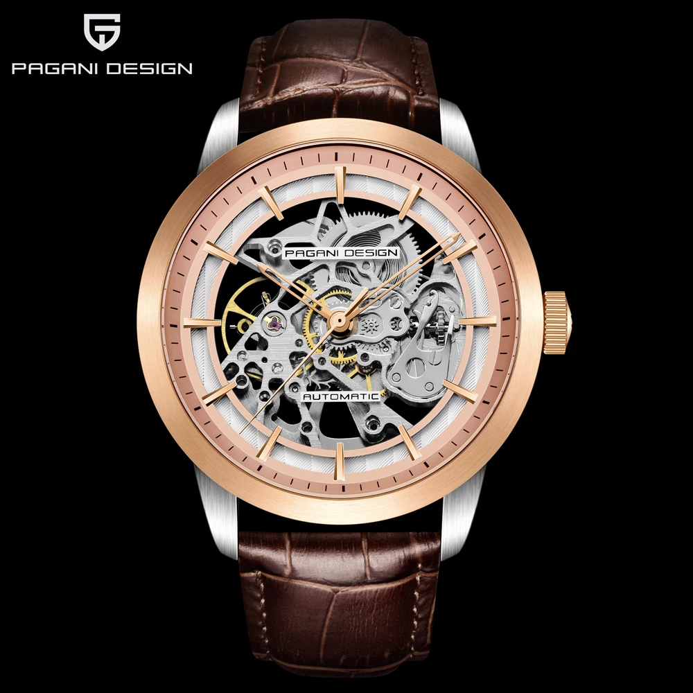 2020 free shipping PAGANI DESIGN Brand Fashion Leather Gold Watch Men Automatic Mechanical Skeleton Waterproof Watches Relogio Masculino Box (17)