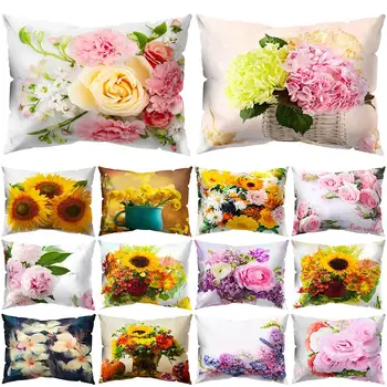 

Sunflower Rose Flower Pillow Case Cushion Cover Living Room Couch Car Sofa Decor