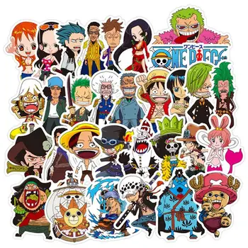 

48Pcs ONE PIECE Sticker Mixed Cartoon Pvc Toy Sticker for Car Styling Bike Motorcycle Phone Laptop Travel Luggage Anime Stickers