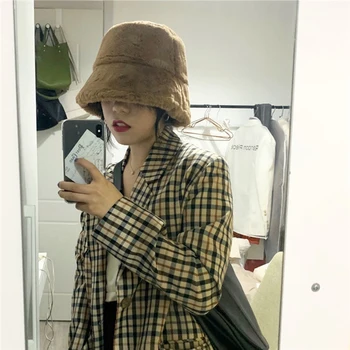 

Fashion plush basin hat new leopard fisherman hat Japanese retro warm hat women