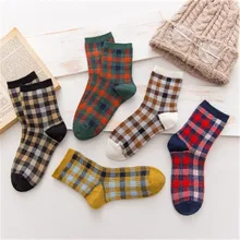 POBPOP, женские клетчатые носки, модные, Ретро стиль, носки, уличный тренд, не боятся холода, несколько цветов, хлопок