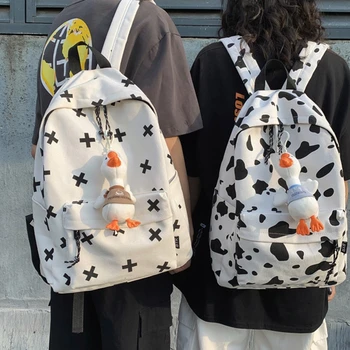 

Women Cute Printed Backpack Canvas Casual Rucksack for Teenage Girls Large Capacity School Bookbag Travel Daypack
