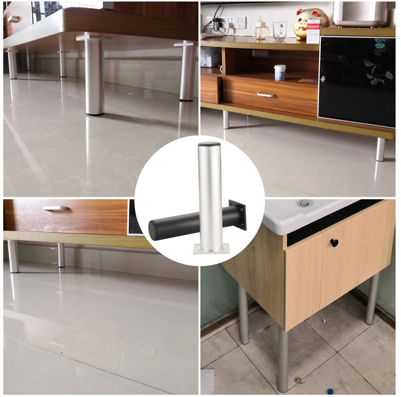 Myhomera 4Pcs/Set Furniture Feet Legs Adjustable Cabinet Sofa Leg 60/80/120/180/250mm Aluminum Cupboard Coffee Table Protec Foot
