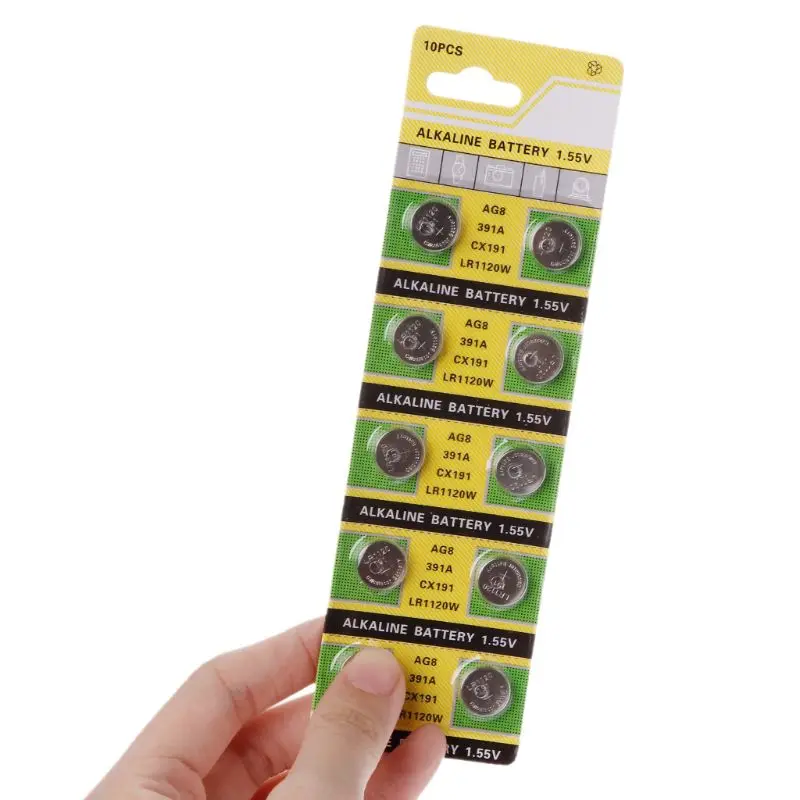 New Wholesale 500 PCS AG8 1.5V Button Battery LR1120 LR1121W LR55 Alkaline Battery Can Be Used For Watch Toy Clock